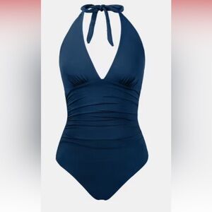 Women's V-Neck Halter Top Slim & Sculpt One Piece Swimsuit - Cupshe